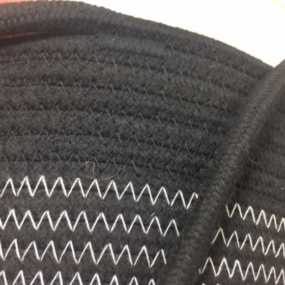 Black Woven 100% Cotton Rope Hanging Plant Veggie Fruit Basket - Picture 12 of 14